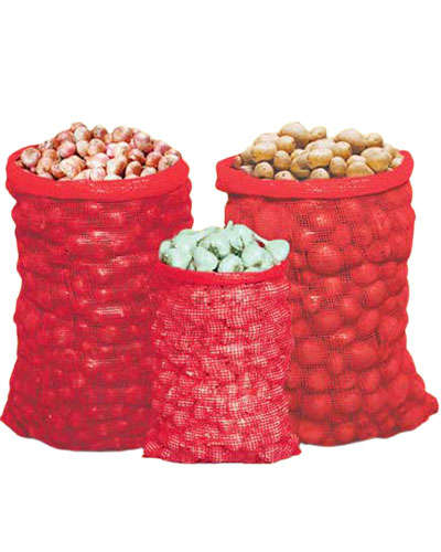 जाळीचे पोते / बारदान / गोणी (लाल रंग) (22" x 40", 50 किलो क्षमता) (50 पोत्यांचा सेट) - भाजीपाला साठवण व वाहतुकीसाठी